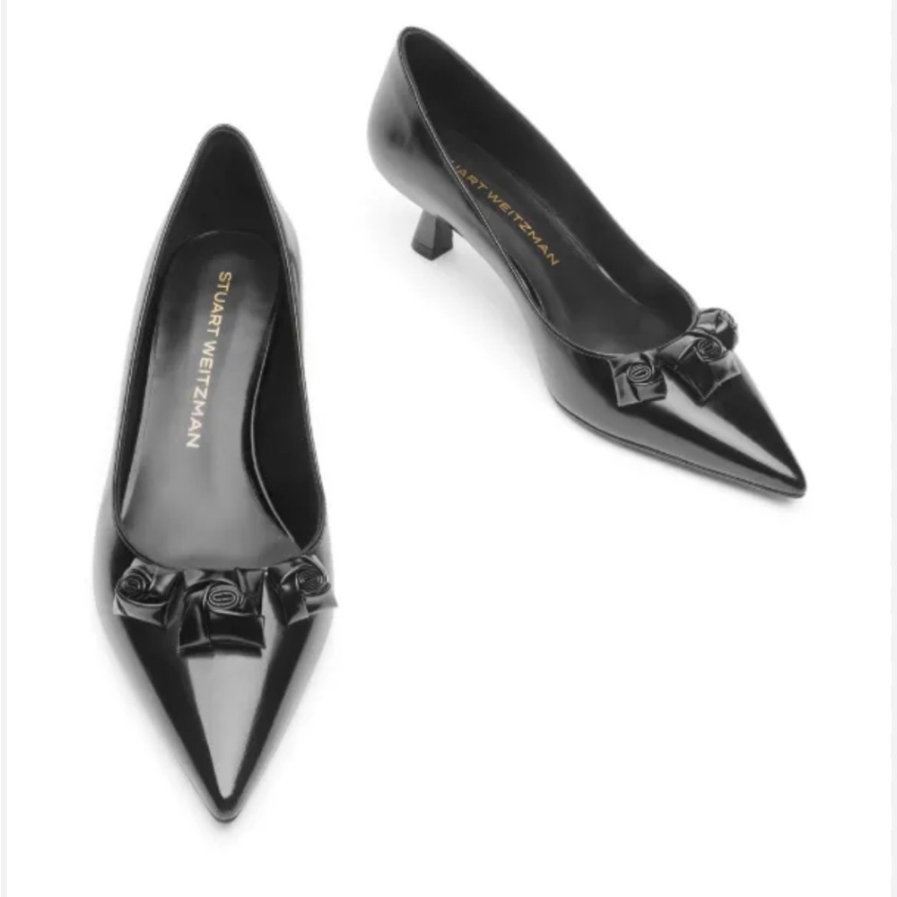 Stuart Weitzman
Rosie 50MM Spazzolato Leather Pumps all black 
$550 size 7.5